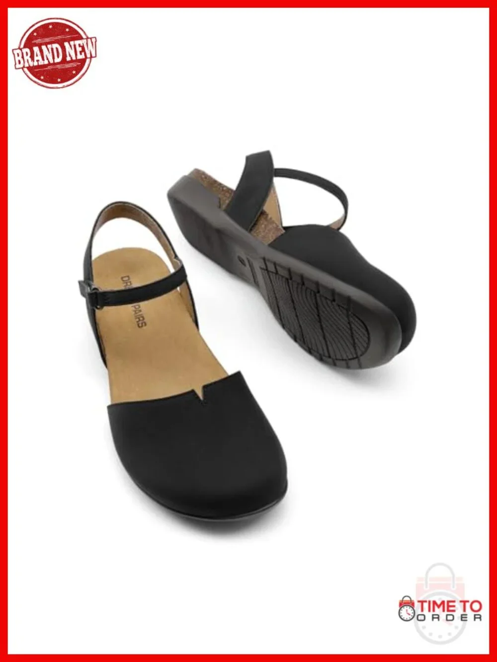 Memory Foam Cork Arch Support Closed Toe Flat Sandals